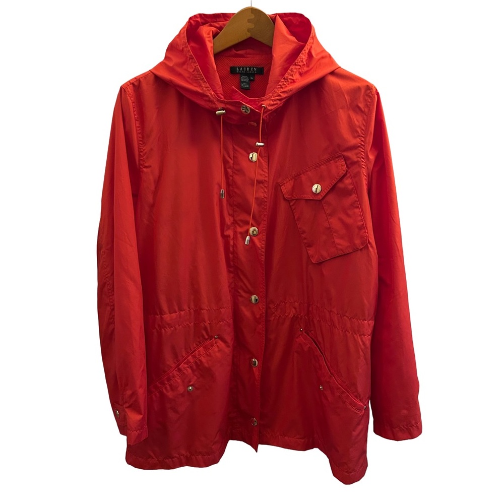 Ralph Lauren windbreaker Rain Zip Snap Hooded Jacket XL